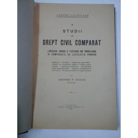 STUDII  DE  DREPT CIVIL  COMPARAT - GEORGE  P.  DOCAN 